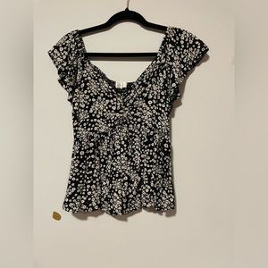 Black floral flowy shirt